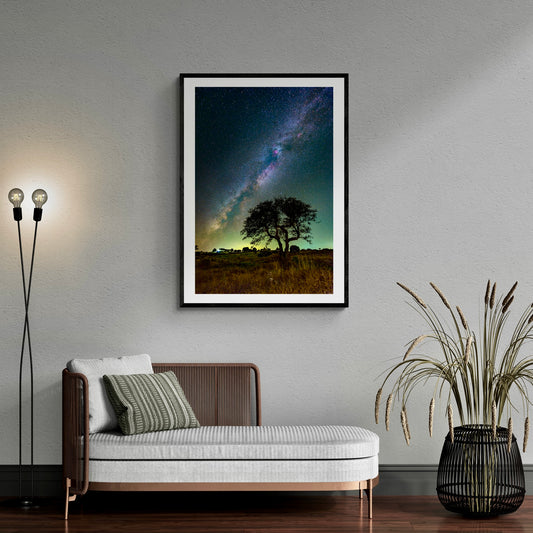 Lonely Tree with Milky Way Immersed in Airglow